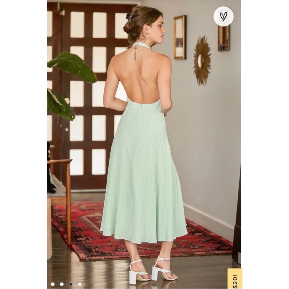 Lulus Elegant Mint Green Halter midi Dress - Picture 3 of 4